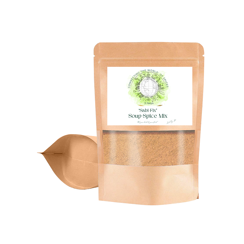 SabiFix Soup Spice Mix - 100g | Premium quality, all-natural & vegan | Rich, spicy flavor perfect for seasoning meats, sauces, vegetables, stews, marinades, etc. Whether you're preparing Caribbean, Middle Eastern, or European cuisine, our soup spice mix brings authentic taste to your recipes. Elevate your cooking!|